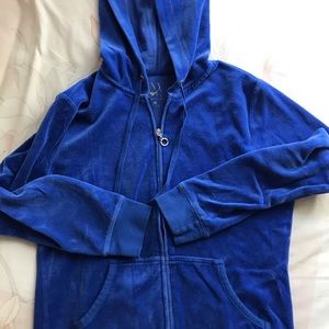 New York & Company blue zip-up velour sweatshirt